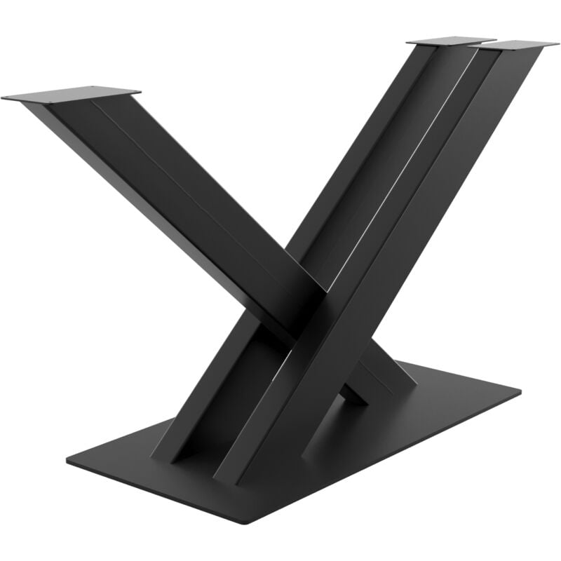 X cadre de table en métal noir – Pieds robustes en acier moderne avec protège-sol, idéal pour table à manger ou salon - Metalopro
