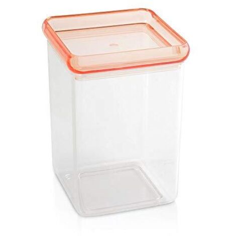 Metaltex 187024 - Barattolo da Cucina in Acrilico Quadrato, Coperchio Acrilico, 1,30 Litri