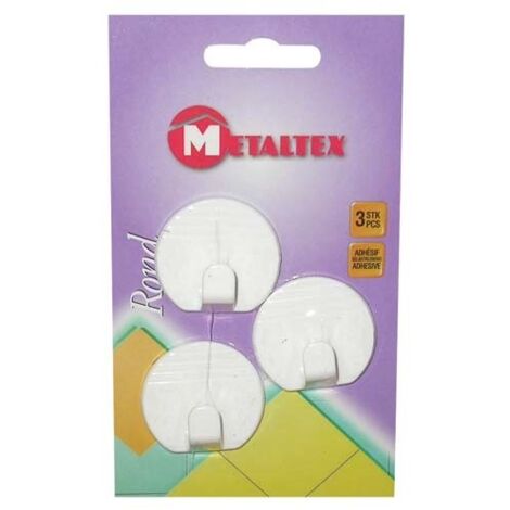 METALTEX - Crochet adh.rond blanc x3 s/c 291004