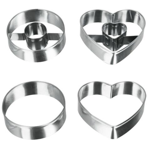 METALTEX - Découpoir 5.5cm x4 inox rond et coeur