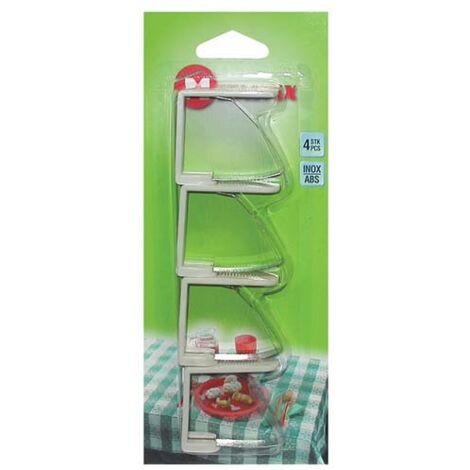 Metaltex Fixe-nappes blanc lot de 4 minimaliste inox plastique