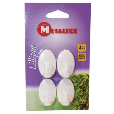 Metaltex Lilliput Set de 4 Ganchos Adhesivos Blancos