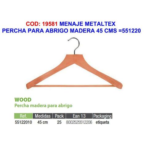 METALTEX menaje metaltex percha para abrigo madera 45 cms  551220