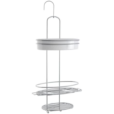 Metaltex serie Orbit - Mensola 3 piani per doccia con gancio - (403712)