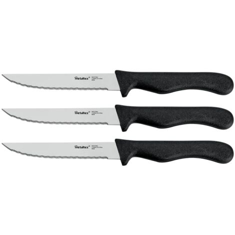 Metaltex Set 3 coltelli Carne 'Basic', Acciaio Inossidabile, Nero/Argento, Estandar
