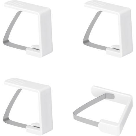 Metaltex Tischdeckenhalter Weiß 4er Set Minimalistisch Edelstahl Kunststoff