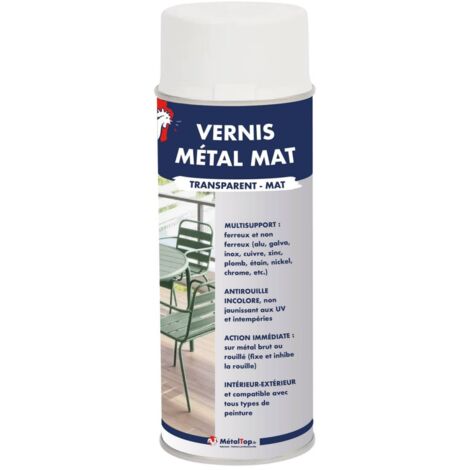 Metaltop – Vernis métal mat incolore 0.4 L – Protection durable pour métaux – Application facile au pistolet ou rouleau – Séchage rapide 1h