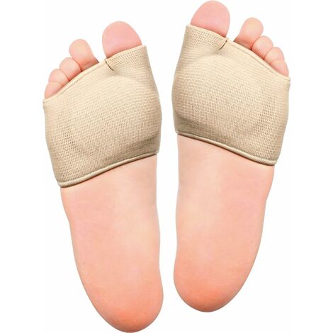 Métatarsiens Coussinets Manchon, Métatarsien Coussinets, Coussinets Avant-Pied avec Coussinets de Gel Semelle, Demi-Chaussette pour Soulager les Métatarsalgies, Douleurs de Pieds (2 Pièces, Beige)