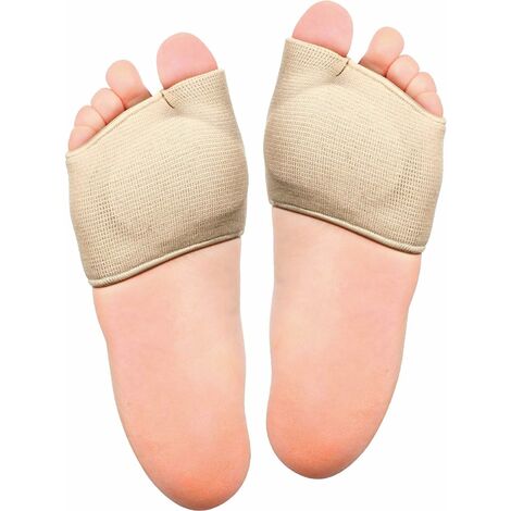 Métatarsiens Coussinets Manchon, Métatarsien Coussinets, Coussinets Avant-Pied avec Coussinets de Gel Semelle, Demi-Chaussette pour Soulager les Métatarsalgies, Douleurs de Pieds (2 Pièces, Beige)