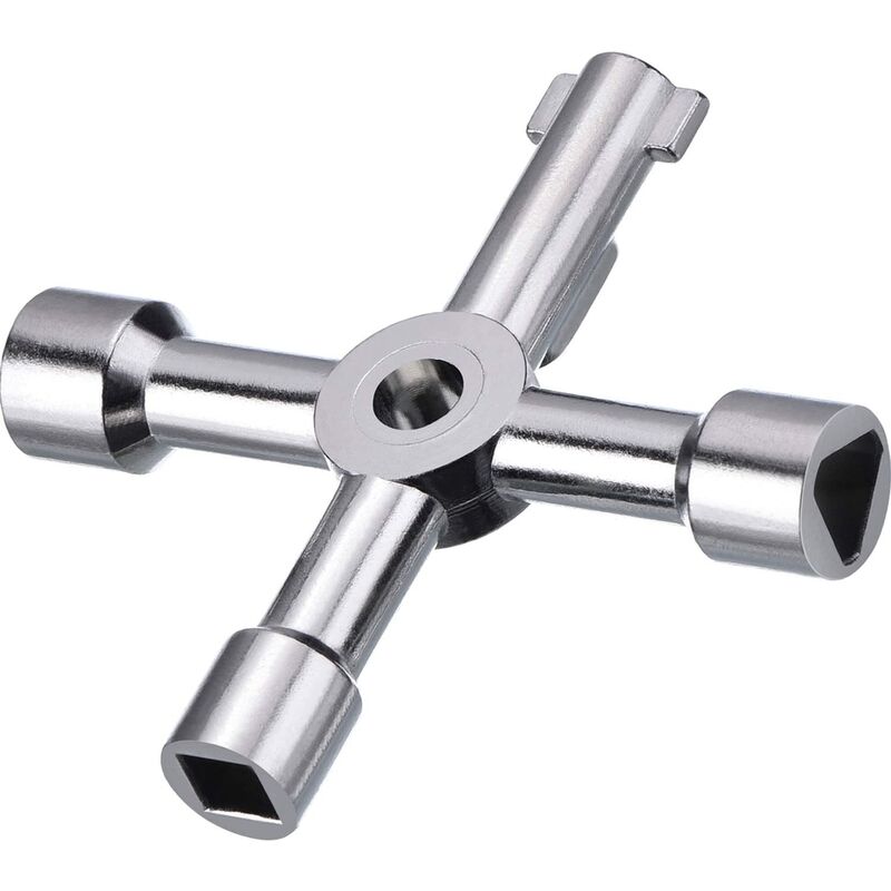 Meter Box Key Gas Key Meter Key 4-Way Multi-Functional Utilities Key for Electric Cupboard (Silver)