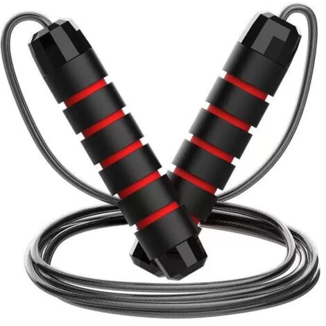 Meter langes rotes Springseil, verstellbar und mit hoher Geschwindigkeit, mit Kugellagern, für Fitness und Gewichtsabnahme.