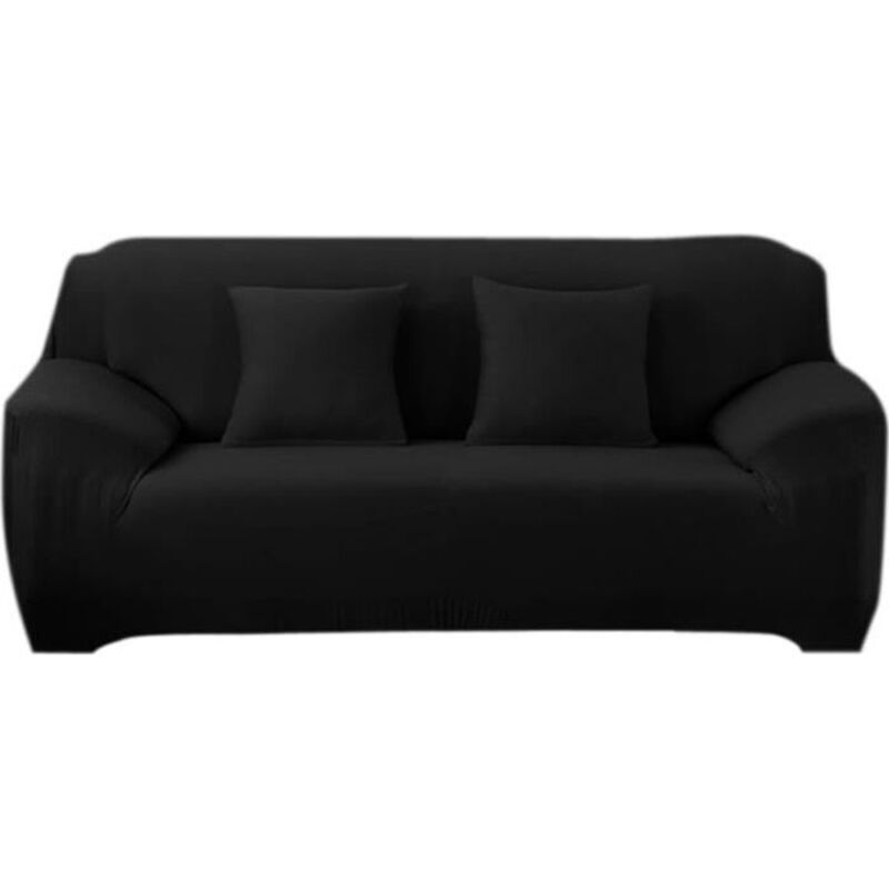 METISBOX Housse de Canapé 3 Places avec Accoudoir Extensible - Pour clic-clac - Noir
