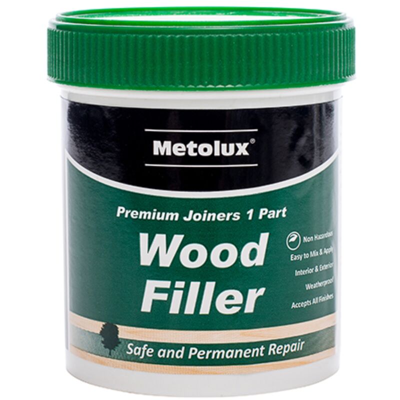 1 Part Wood Filler White 250ml Tin - Metolux