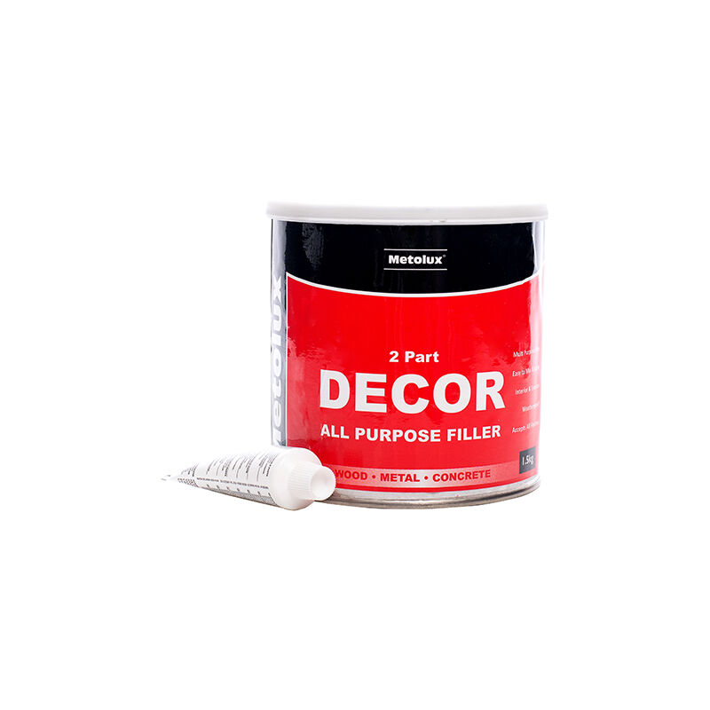 2 Part Decor All Purpose Filler Light Grey 1.5kg Tin - Metolux