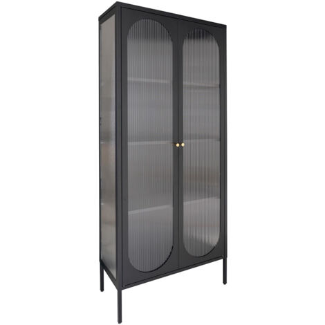 METOS - Vitrine 2 Portes Acier Noir et Verre Ondulé