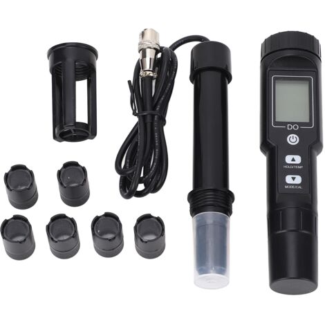 Mètre à oxygène dissous portable (DO pén) - ABS - 0,0‑30,0mg/L - Compensation température auto - Écran rétroéclairé - Précision ±1,5% F.S - Kit avec 6 embouts