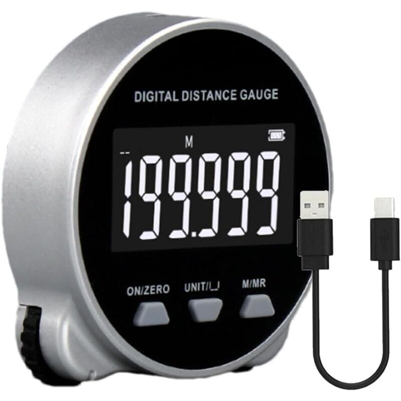 Mètre à Ruban électronique, 199,999m Règle électronique Ruban à Mesurer Numérique Règle à Rouleau, Rechargeable Affichage Lcd Télémètre Mètre Ruban