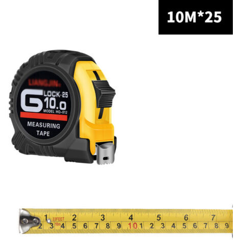 Mètre déroulant,Mètre ruban en acier,Mètre ruban 10m×25mm,pour la construction, les travaux lourds, la menuiserie, le bricolage