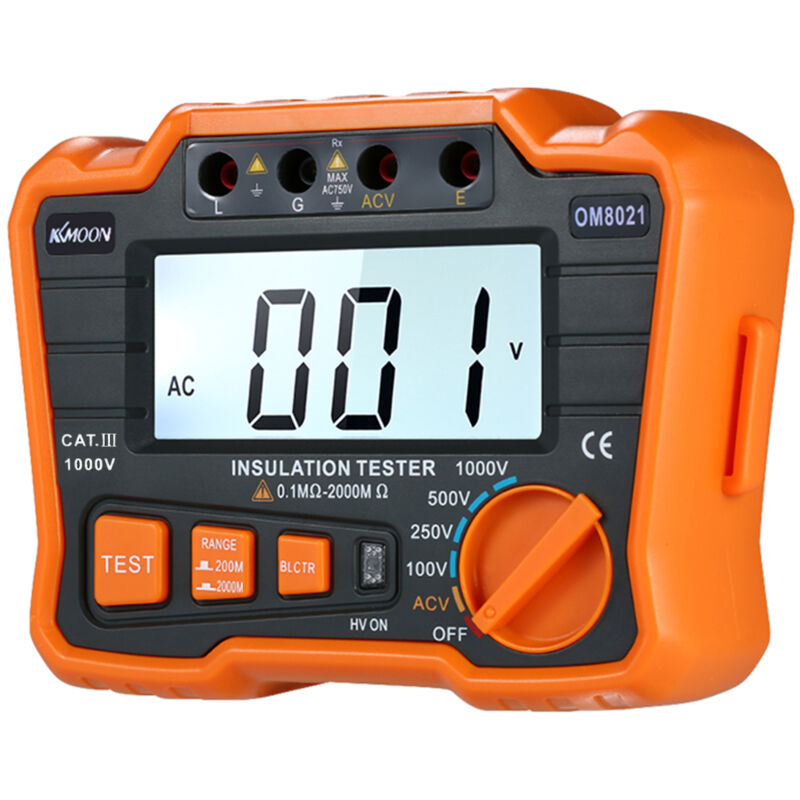 Home store Kkmoon Isolation Resistance Test Meter 0.1MΩ-2000MΩ Digital Megohmmeter Digital Rocker Meter OM8021 Ships Without Battery