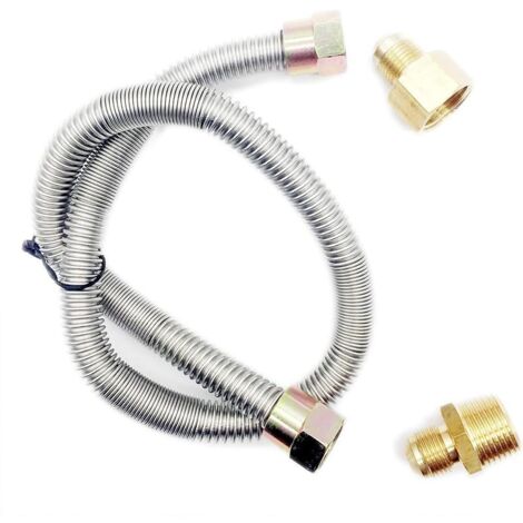 Mètre étoile Propane Foyer Sifflet Flex Ligne de gaz pour Foyer et de cheminée – en Acier Inoxydable (61 cm de Long) 1/5,1 cm NPT mâle X 1/5,1 cm NPT Femelle Tuyau ondulé