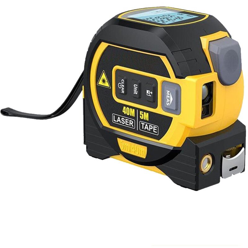Mètre Laser Numérique 3 in 1 avec ligne laser croisée, 131Ft Télémètre Laser Numérique, 16Ft Mètre à Ruban avec Rétroéclairage lcd pour Distance,