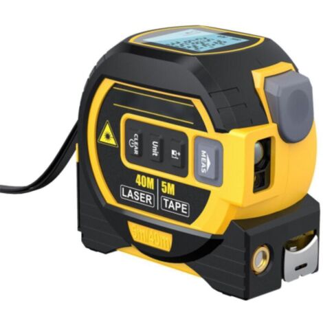 Mètre Laser Numérique 3 in 1 avec ligne laser croisée, 131Ft Télémètre Laser Numérique, 16Ft Mètre à Ruban avec Rétroéclairage LCD pour Distance, zone, Le volume