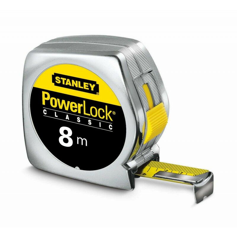 Stanley - Mètre-ruban de poche PowerLock® longueur 8 m largeur 25 mm mm/cm eg ii plastique automatique Plastique Automatique
