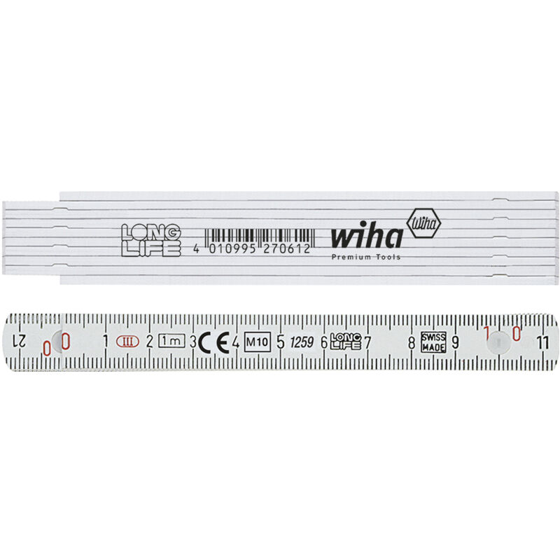 Wiha - Mètre pliant Longlife® 1 m métrique, 10 branches 13 mm (27062)