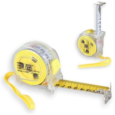 Mètre Ruban Acier Mesure 5M - Gros Chiffres - Double Sens de Lecture, Crochet Magnétique, Système de Blocage (SKU produit : 93626648  SKU Offre : 1102JC13)