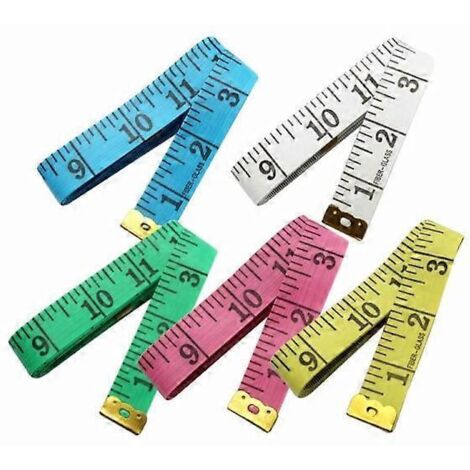 Mètre ruban - cm/pouces - 150 cm de long - Multicolore - Ruban souple et coloré pour mesurer la taille - Ruban de couture