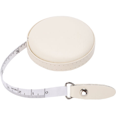 Mètre ruban de couture, ruban de mesure pour vêtements, vêtements et travaux manuels, ruban de mesure rétractable double face de 1,5 m (59 pouces) avec bouton-poussoir rond（Beige）