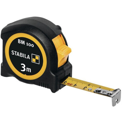 Mètre ruban de poche BM 100 L.3m l.16mm mm/mm EG II Clip métal ABS/TPE STABILA