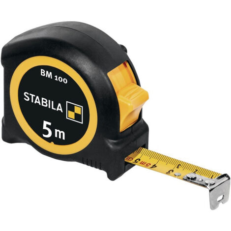 Mètre ruban de poche BM 100 L.5m lar.19mm mm/mm EG II Clip métal ABS/TPE STABILA