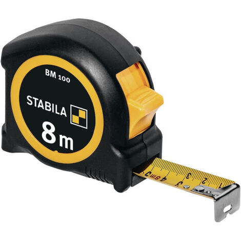 Mètre ruban de poche BM 100 L.8m lar.25mm mm/mm EG II Clip métal ABS/TPE STABILA