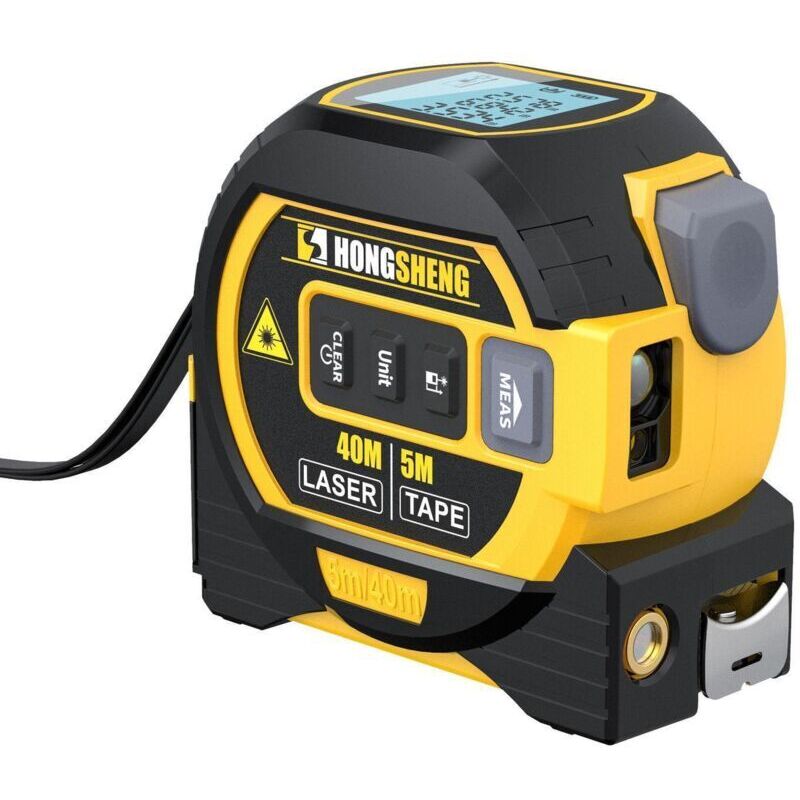 Metre Ruban Laser Digital - Outil de Mesure Electronique avec Laser 40m et Ruban à Mesurer 5m - Mètre Numérique Électronique Mode Pythagore Distance