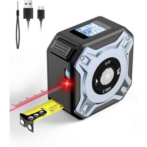 Mètre ruban laser rechargeable, télémètre laser de 40 mètres et mètre ruban de 5 mètres, mètre ruban numérique avec écran LCD, capable de mesurer la surface, la distance et le volume (mètres, pieds, p