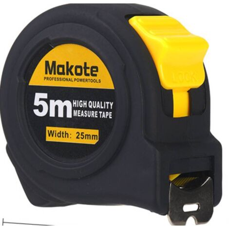 Mètre ruban professionnel robuste avec système enrouleur de 5 m , largeur 25 mm