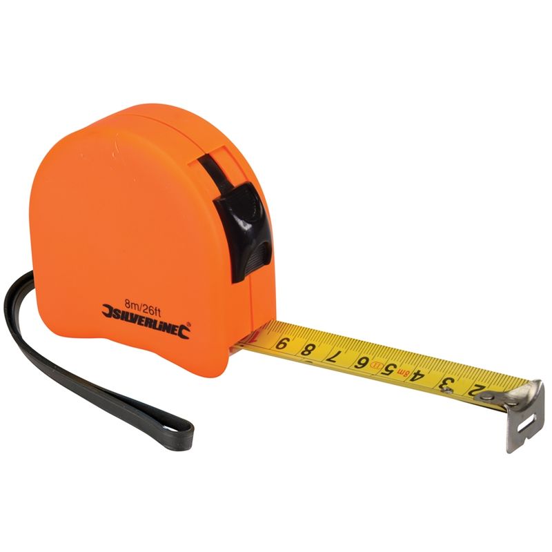 Silverline - mètre ruban profilé fluo 8 m x 25 mm MT08