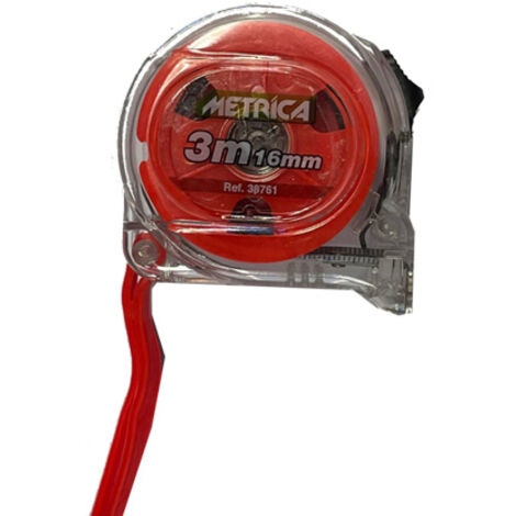 METRE RUBAN TRANSPARENT DOUBLE GRADUATION ROUGE 3M METRICA - 38761