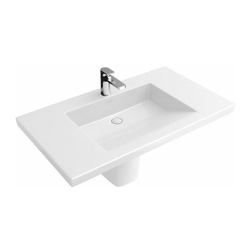 

Metric Art, Encimeras de lavabo, 1000 x 550 mm, Rectangular, para grifería de 3 orificios, orificio central para grifería perforado, sin rebosadero,