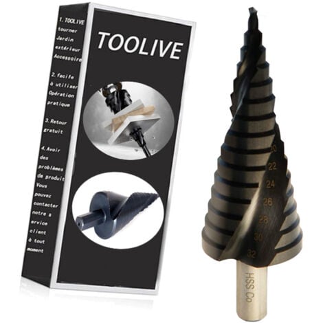 TOOLIVE Metric M35 Cobalt Step Drill Bit for Stainless Steel and Hard Metal (4-32mm/15 steps)