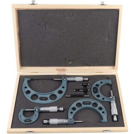 Metric outside micrometers 0-100mm, thickness gauge, measuring calipers with case, 4 pieces