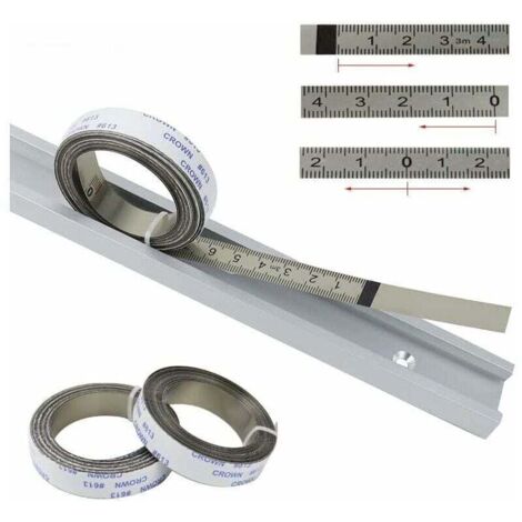 Metric rulers, self-adhesive track strips, for miter saw, tape measure, scale ruler, center to right and left, 2.5M-0-2.5M, silver, 1 pc