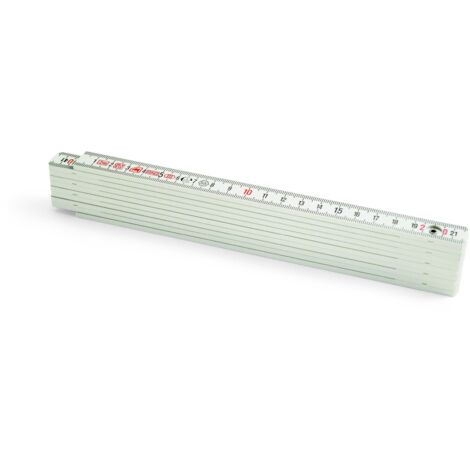Metrica 18012 Fibra di Vetro, 2m, Decimali Rossi, Bianco