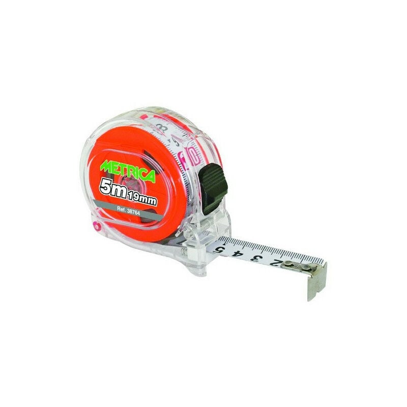 

Cinta métrica estuche transparente doble graduación roja 5 m x 19 mm - 38764 - Metrica