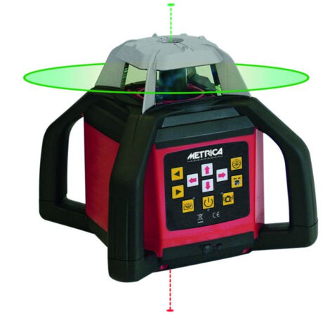 Metrica – Laser rotatif vert IP66 – Portée 500 m – Précision ± 3 mm / 30 m – Autonomie 30 heures – 61352
