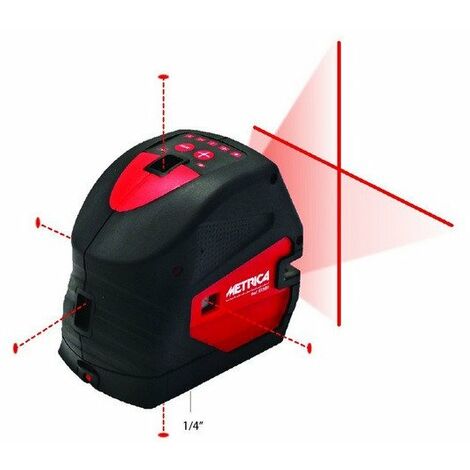 Metrica – Niveau laser 5 points rouge 15/20 m – Précision ± 3 mm/10 m – Antidérapant et résistant aux chocs – 61360