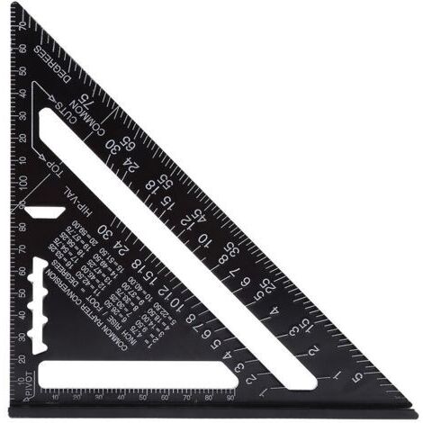 (Metrisch) 7" Dreieck-Winkelmesser, Schwarz, Dreieck-Vierkant-Winkelmesser aus Aluminiumlegierung