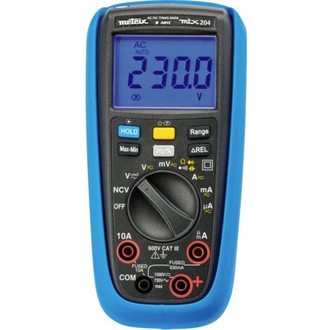 Metrix MTX 204 Multimetro portatile digitale Display grafico CAT III 600 V Display (Counts): 6000