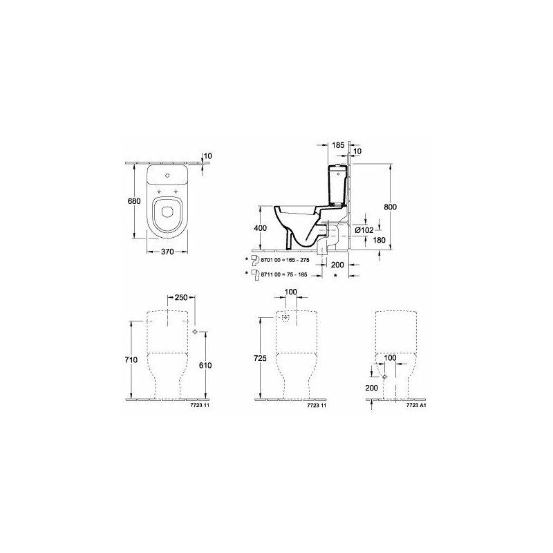 

Villeroy&boch - Metro, Accesorios, Mecanismo de botón DualFlush, cromado, alimentación lateral o trasera, porcelana sanitaria Star White CeramicPlus